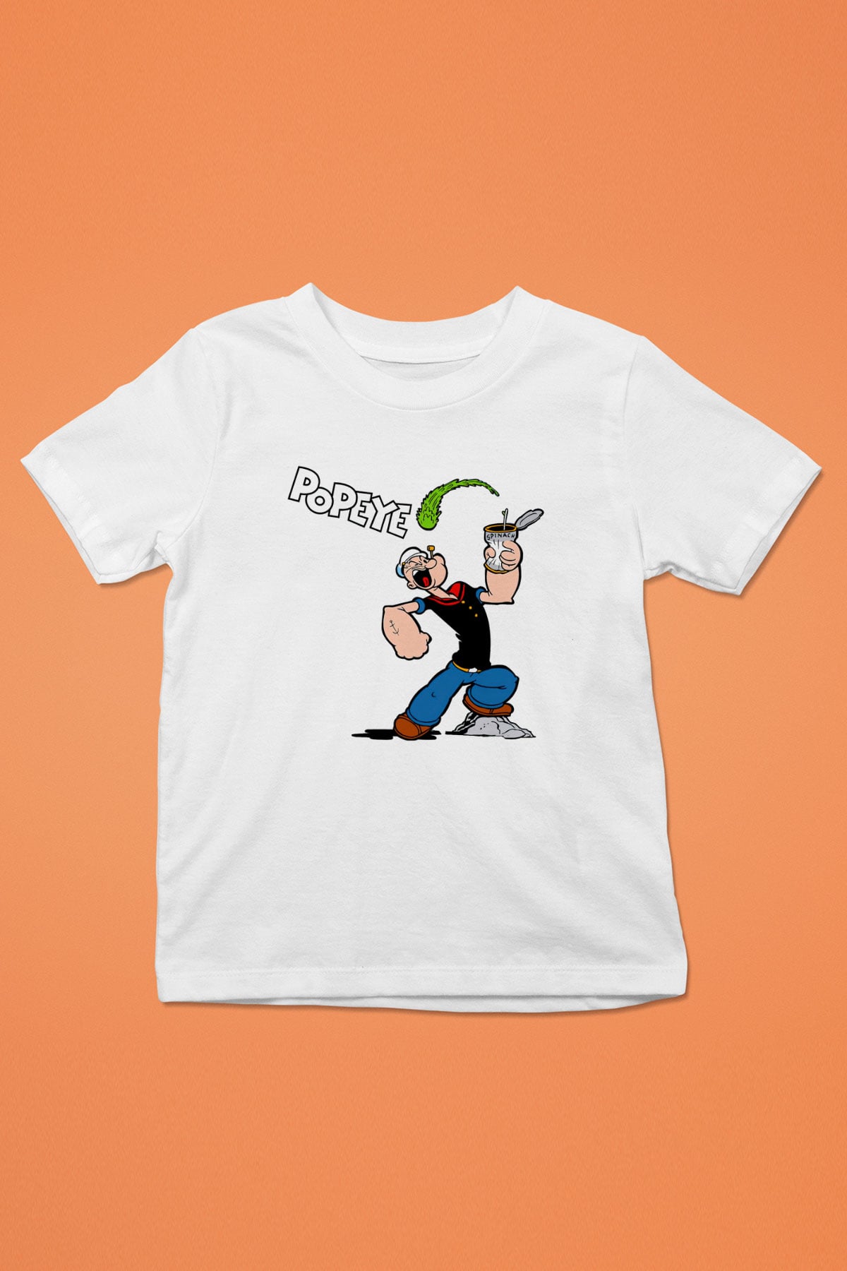 Popeye Baskılı Beyaz Unisex Çocuk Tişört