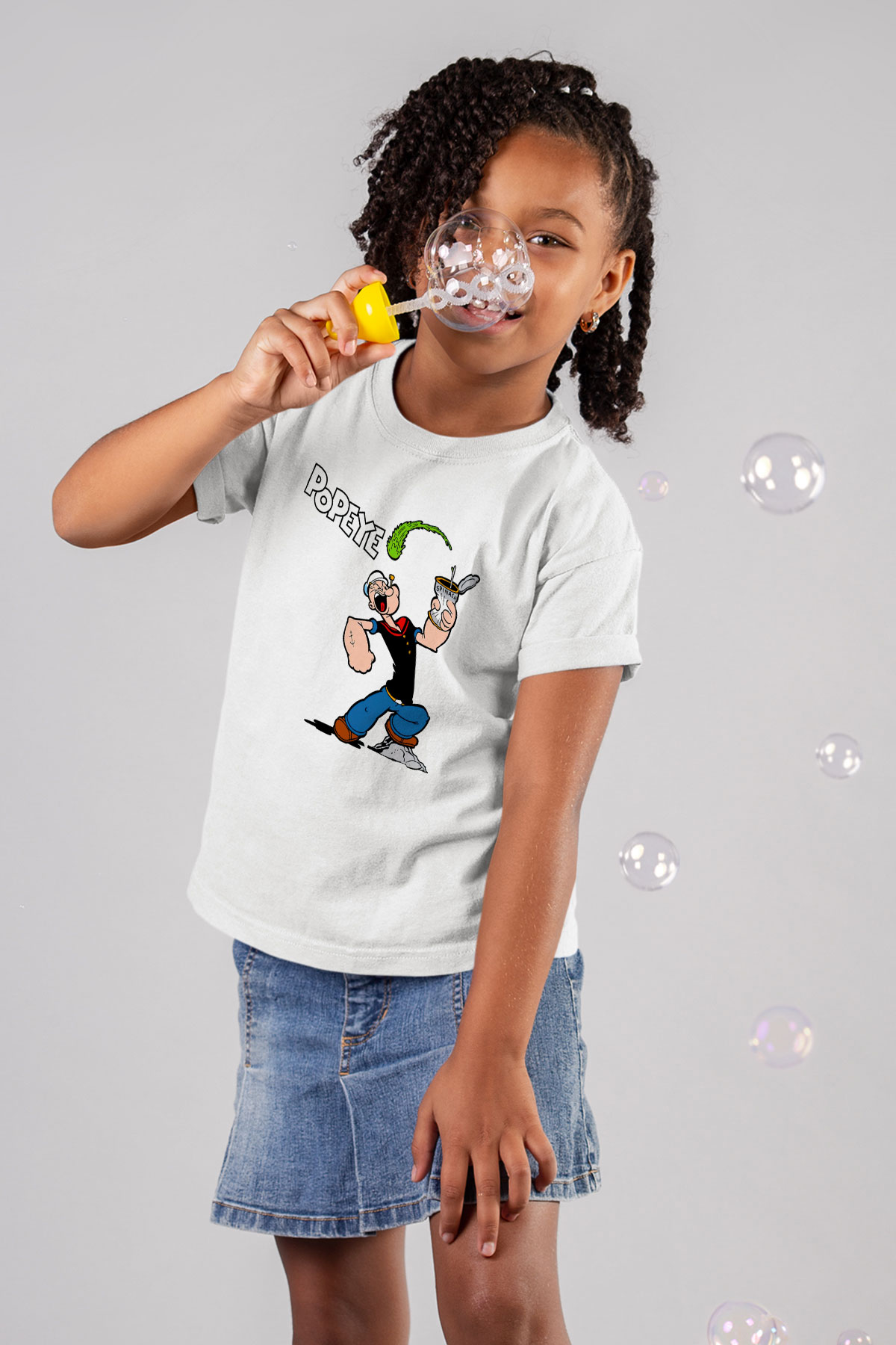 Popeye Baskılı Beyaz Unisex Çocuk Tişört
