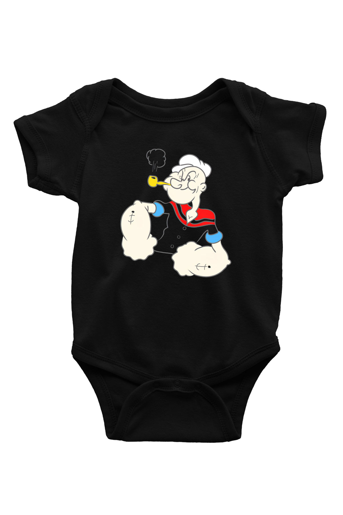 Popeye Baskılı Siyah Bebek Body - Zıbın