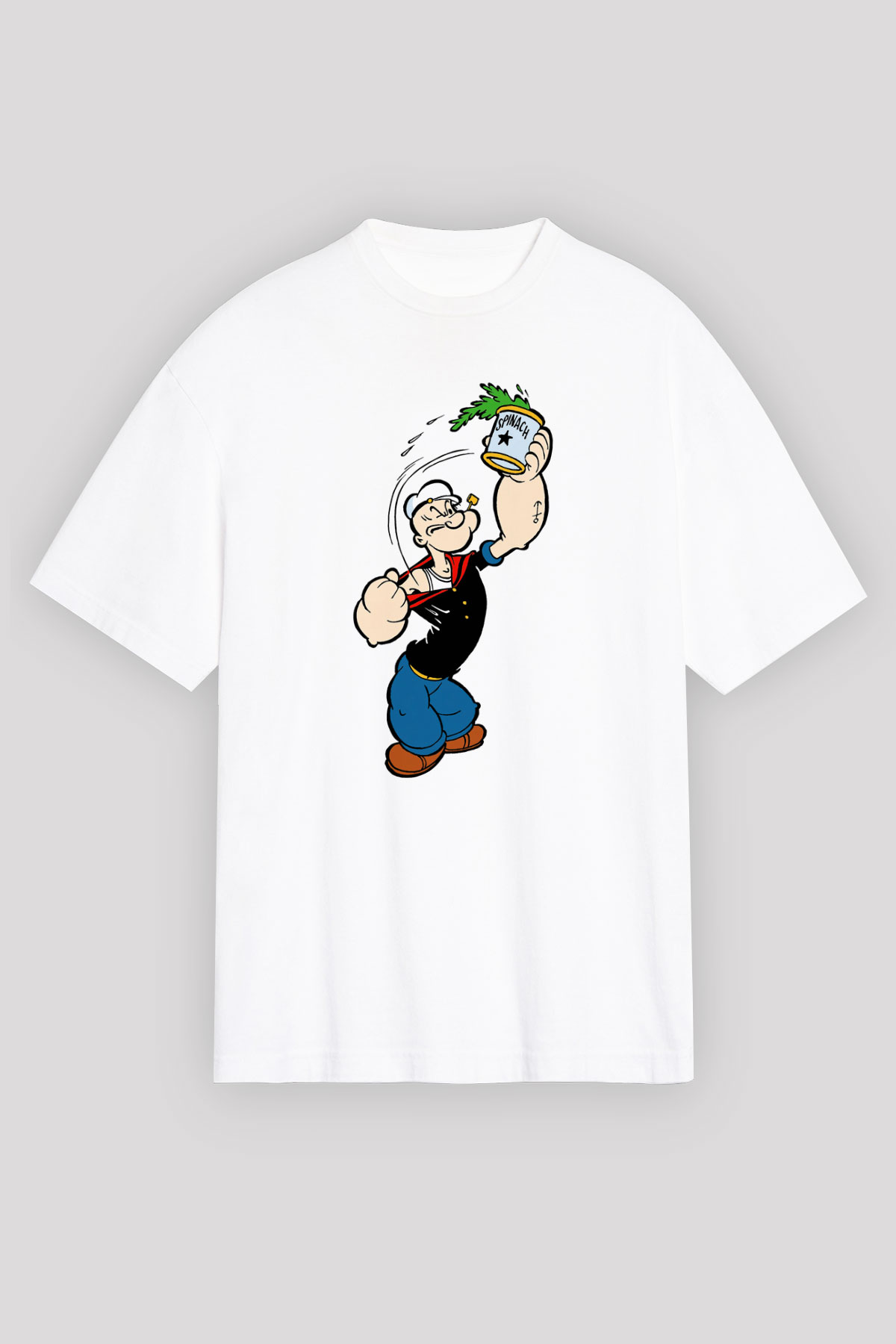 Popeye Beyaz Unisex Oversize Tişört