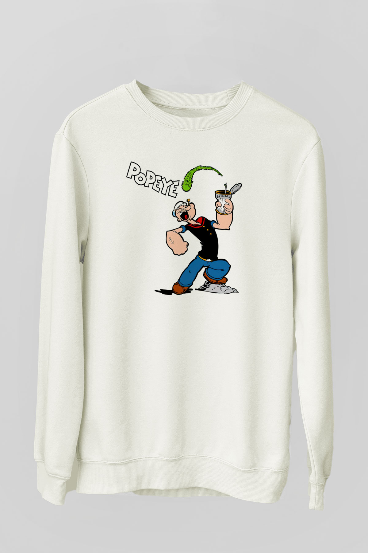 Popeye Beyaz Unisex Sweatshirt