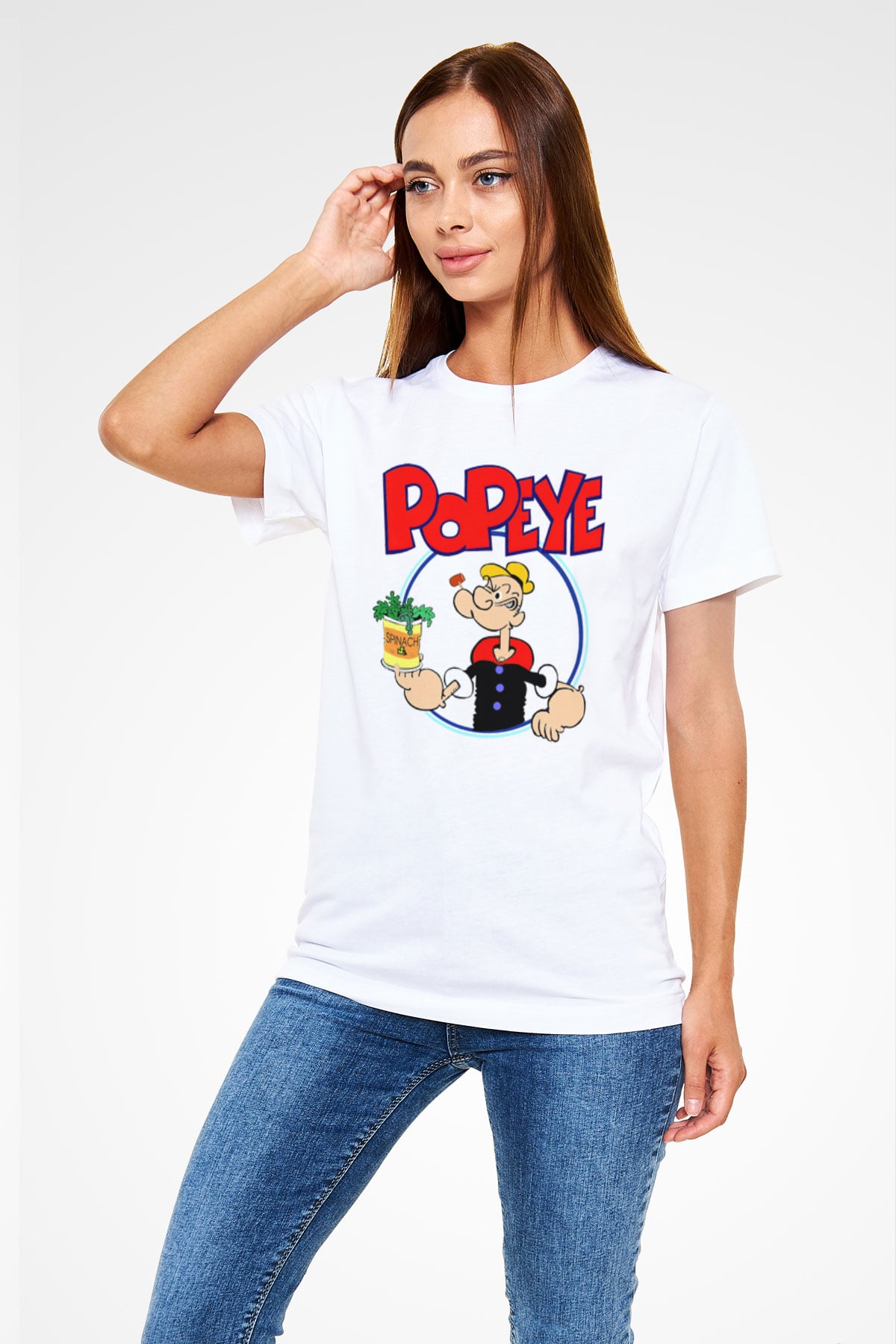 Popeye Beyaz Unisex Tişört T-Shirt