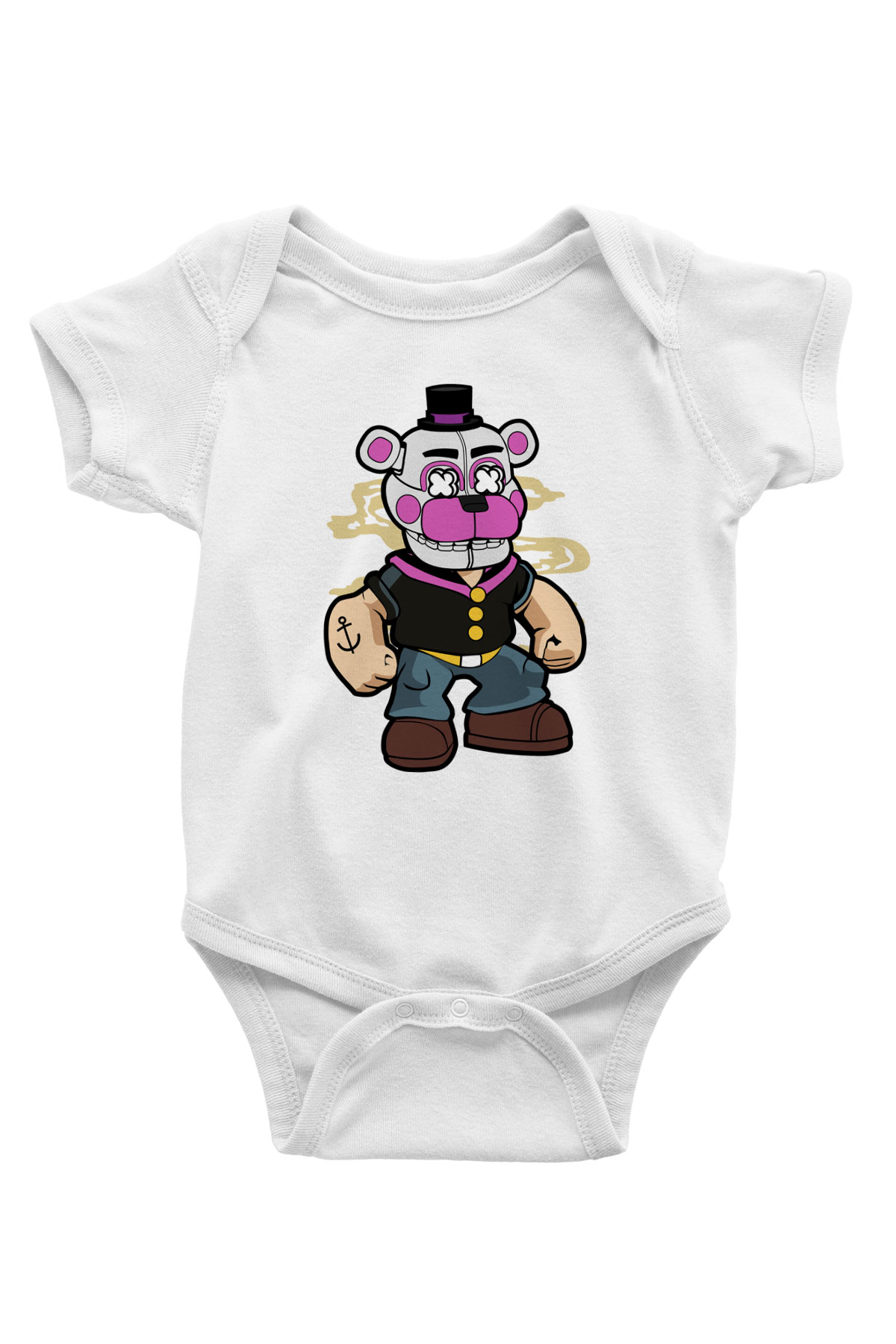 Popeye Freddy Baskılı Unisex Beyaz Bebek Body - Zıbın