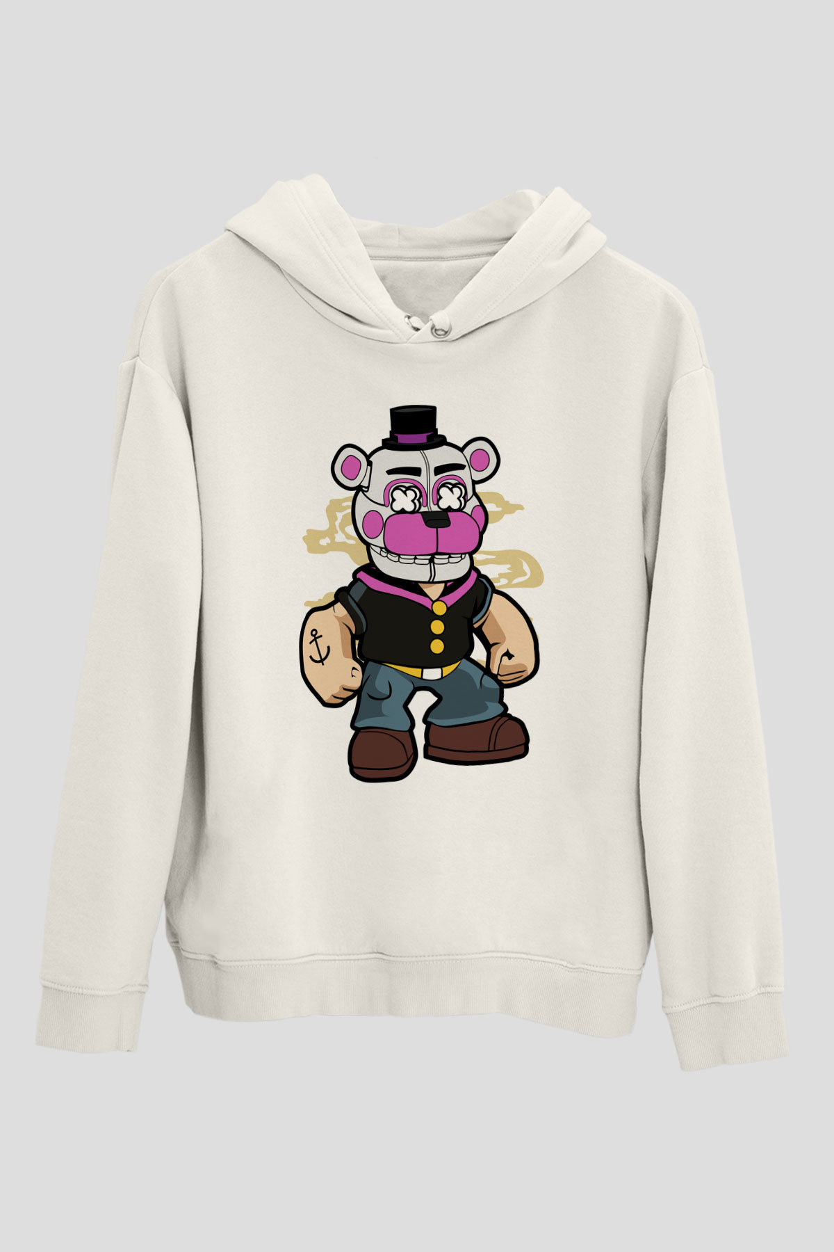 Popeye Freddy Baskılı Unisex Beyaz Hoodie