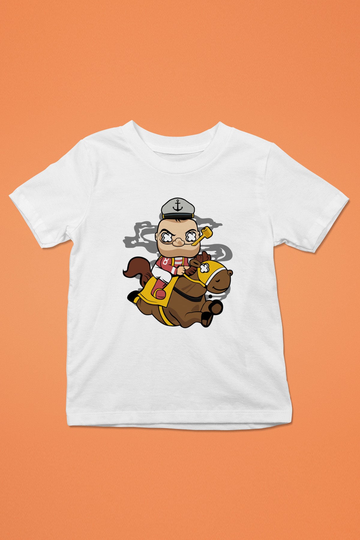 Popeye Jockey Baskılı Beyaz Unisex Çocuk Tişört