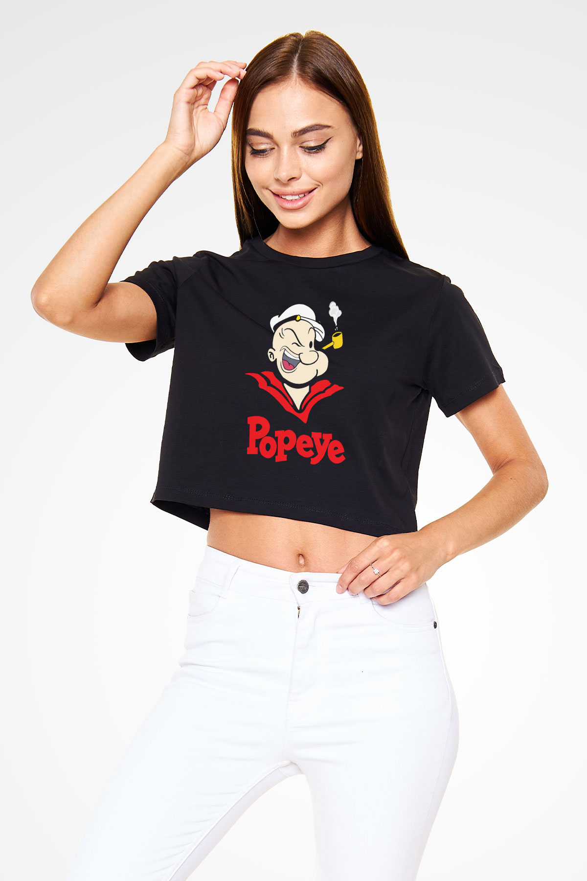 Popeye Siyah   Crop Top Tişört