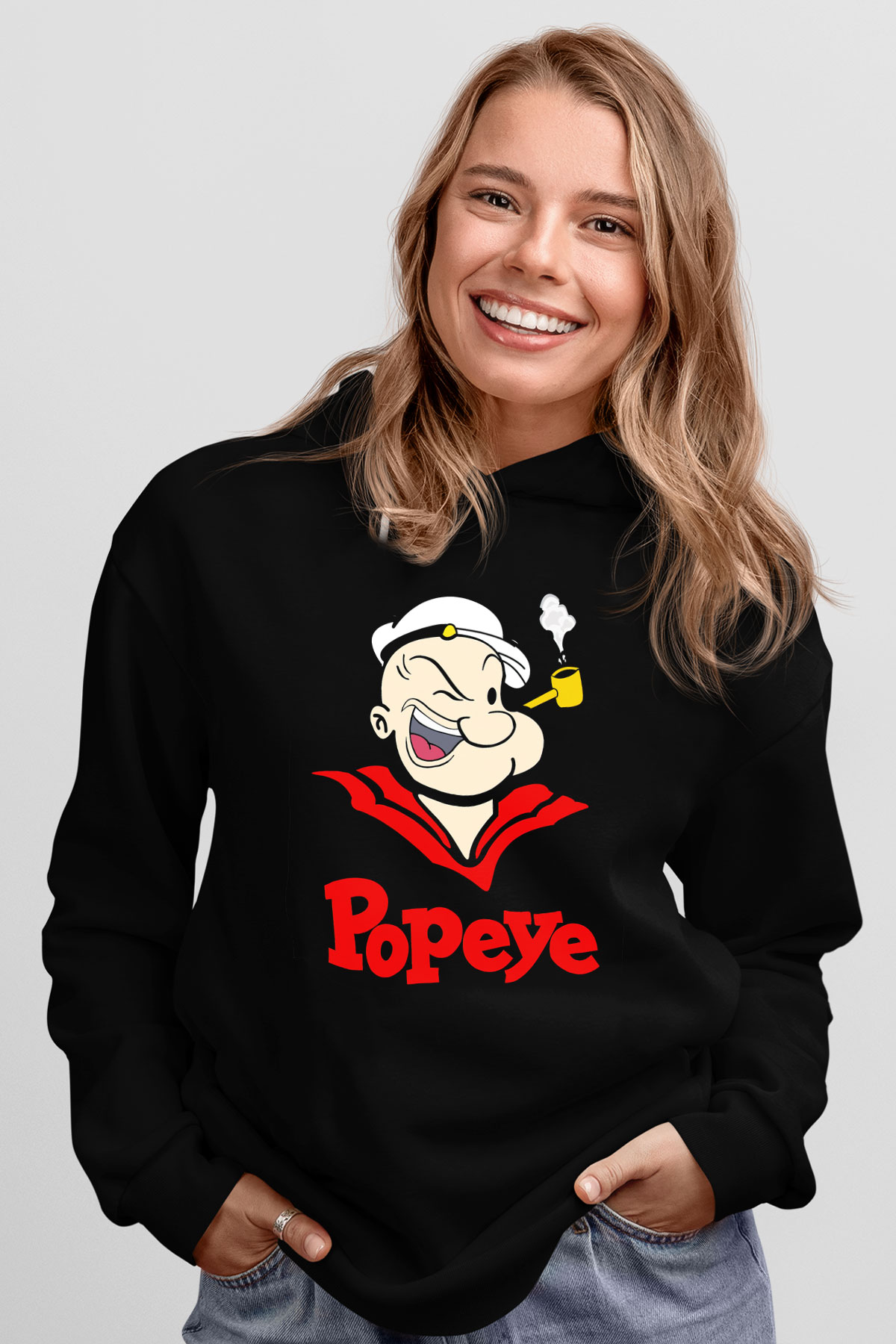 Popeye Siyah Unisex Hoodie