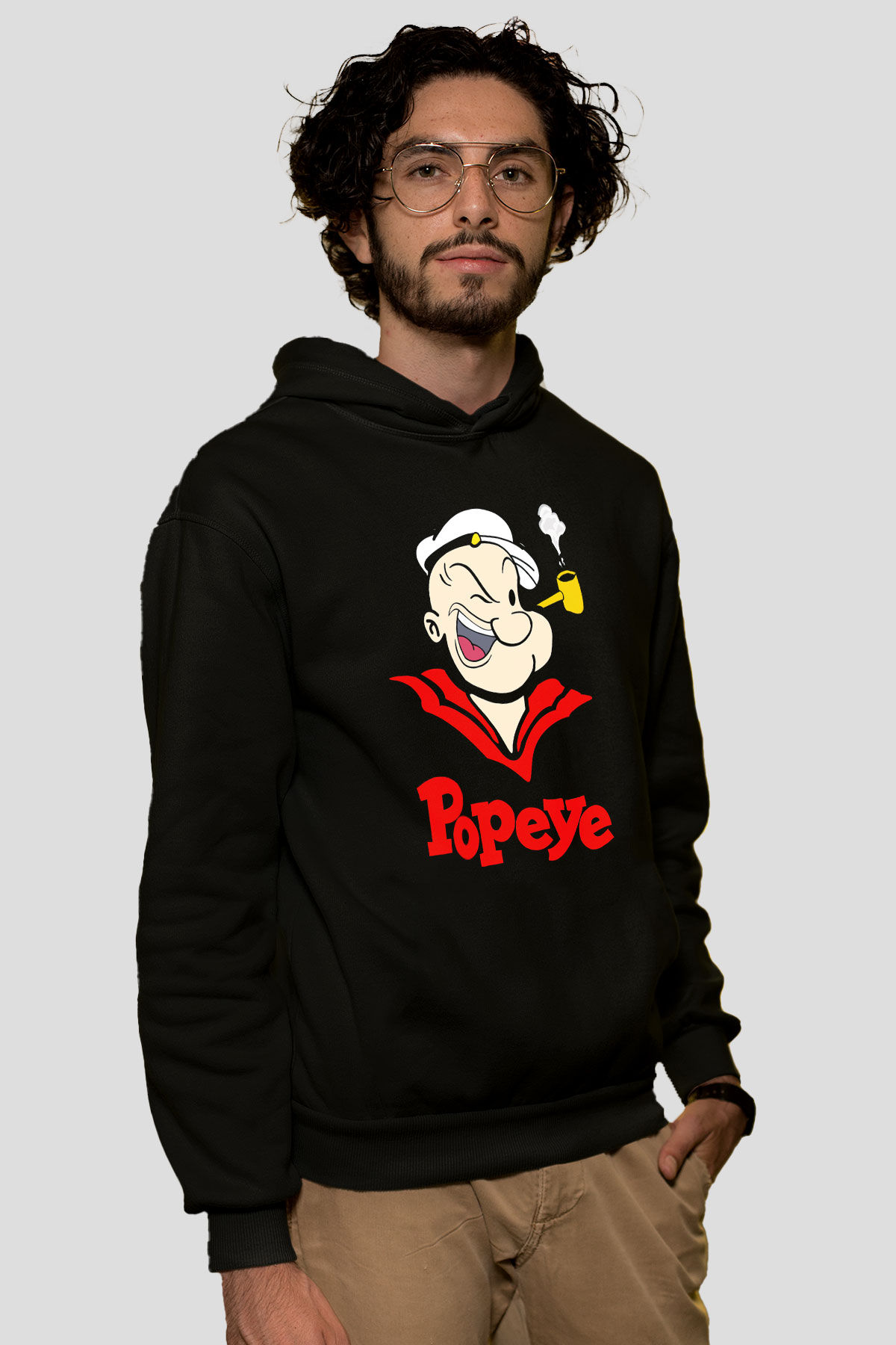 Popeye Siyah Unisex Hoodie