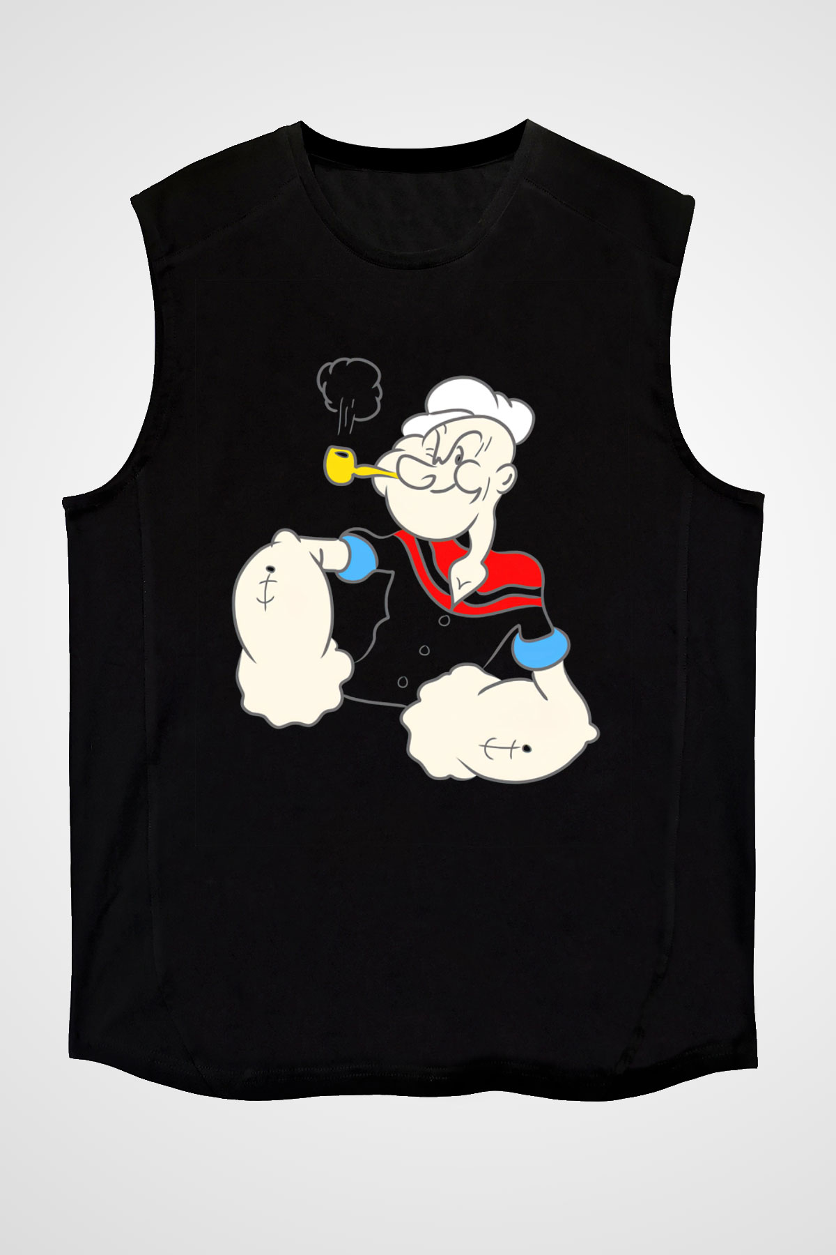 Popeye Siyah Unisex Kolsuz Tişört
