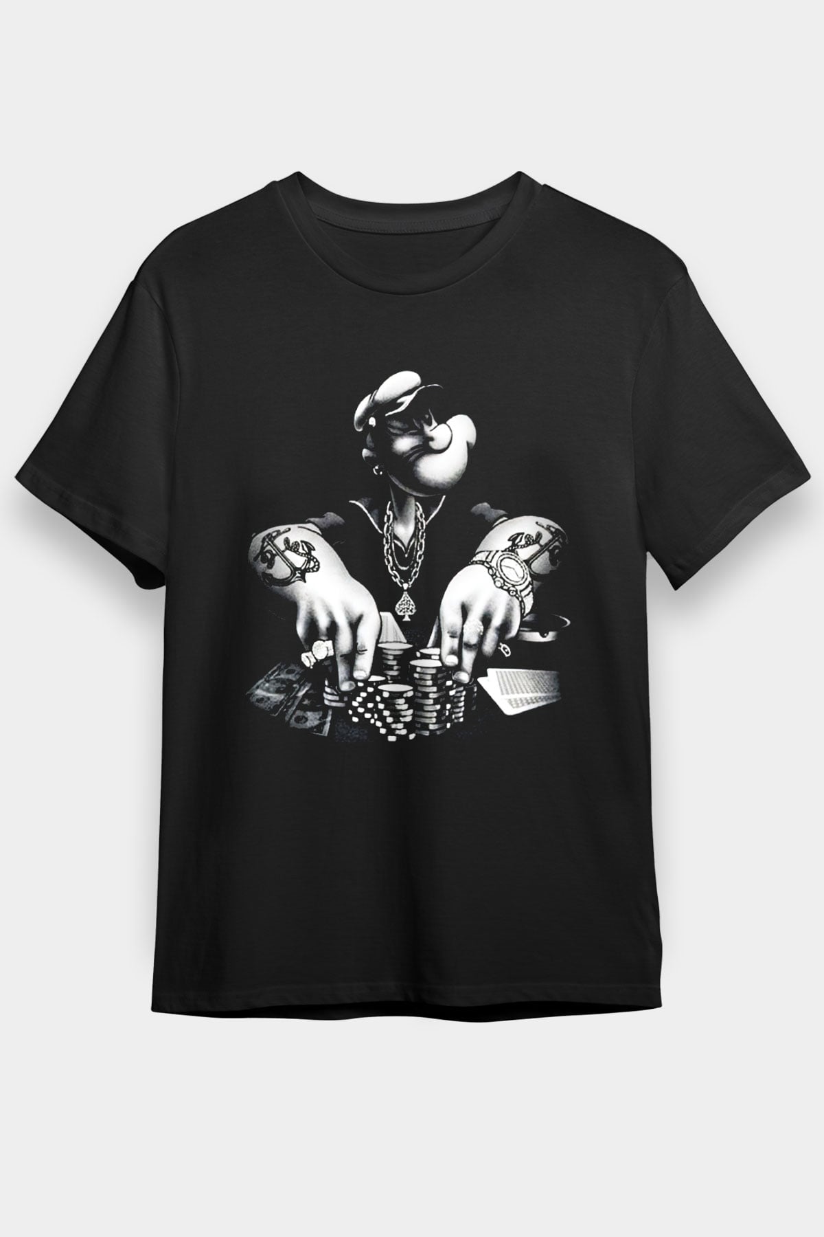 Popeye Siyah Unisex Tişört