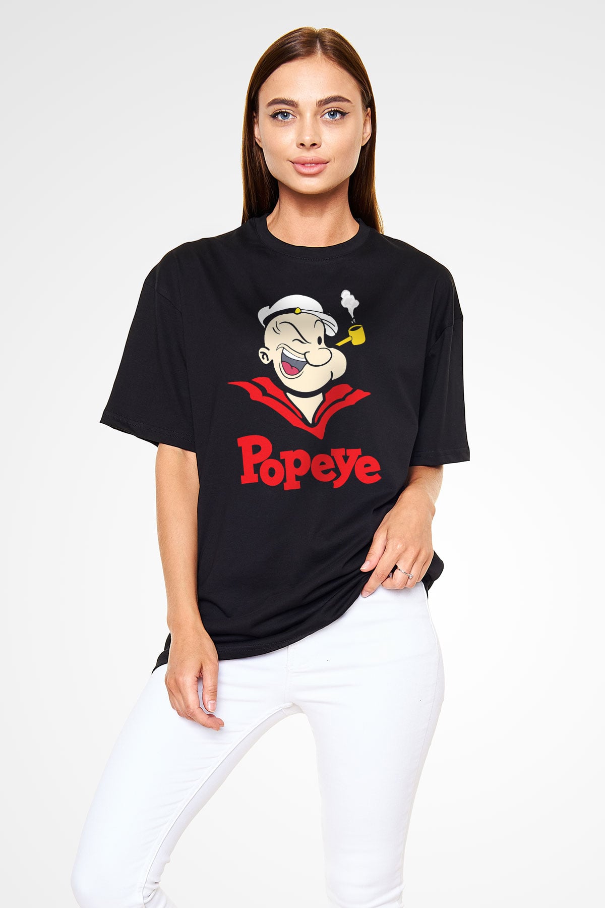 Popeye Siyah Oversize Tişört