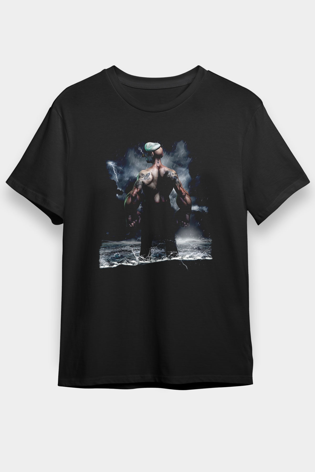 Popeye Siyah Unisex Tişört T-Shirt