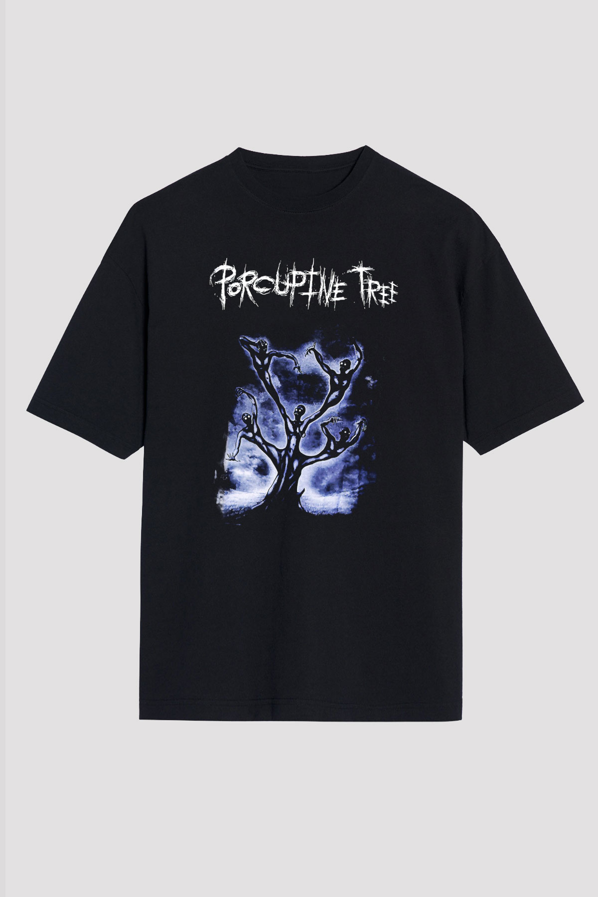 Porcupine Tree Baskılı Unisex Siyah Oversize Tişört - Tshirt