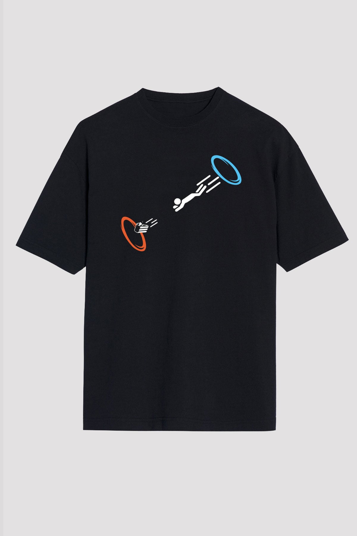 Portal Siyah Unisex Oversize Tişört T-Shirt