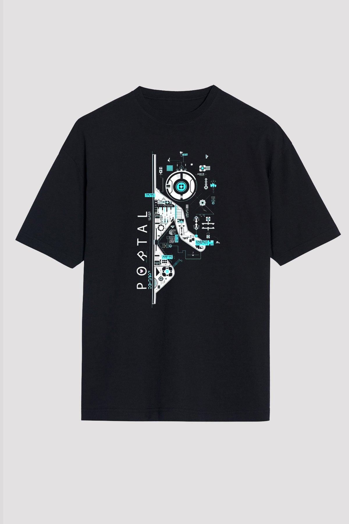 Portal Siyah Unisex Oversize Tişört T-Shirt