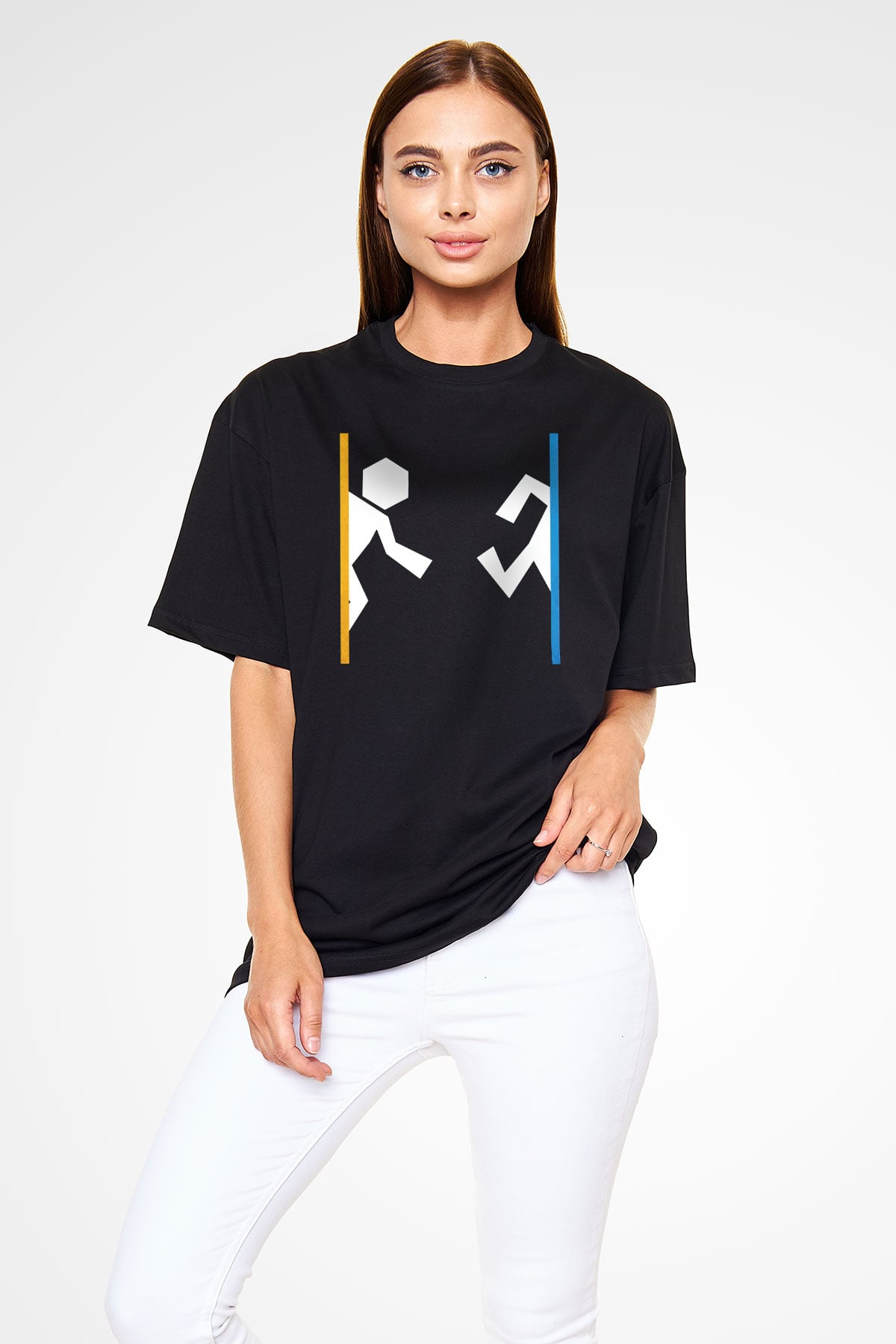 Portal Siyah Unisex Oversize Tişört T-Shirt