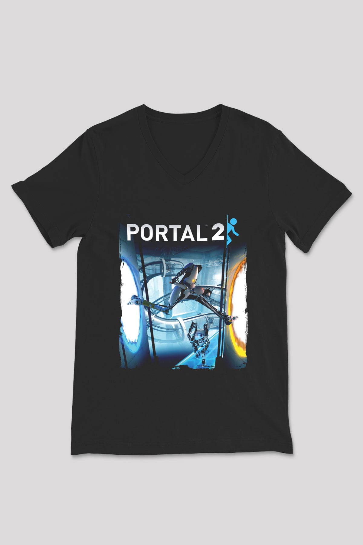 Portal Siyah Unisex V Yaka Tişört