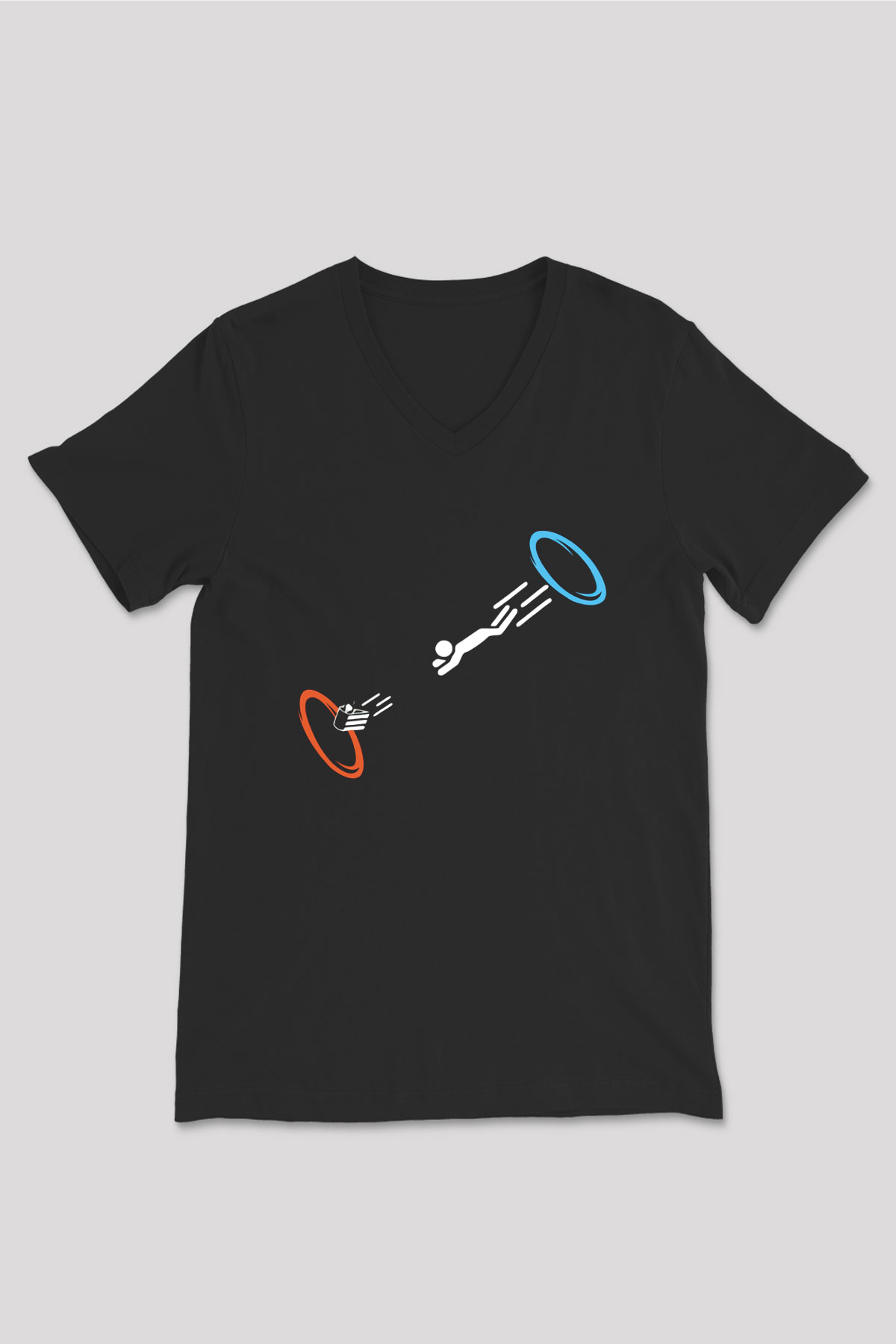 Portal Siyah Unisex V Yaka Tişört T-Shirt