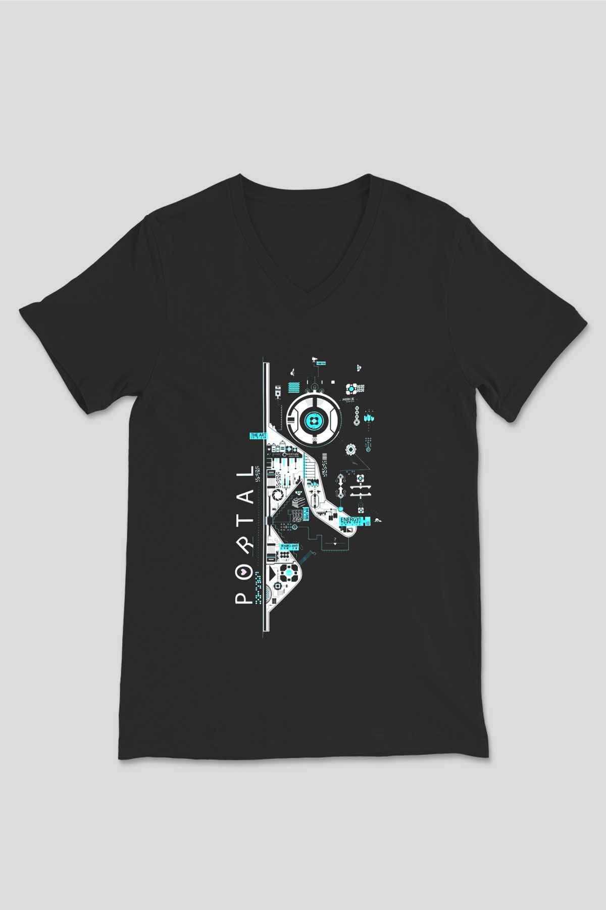 Portal Siyah Unisex V Yaka Tişört T-Shirt