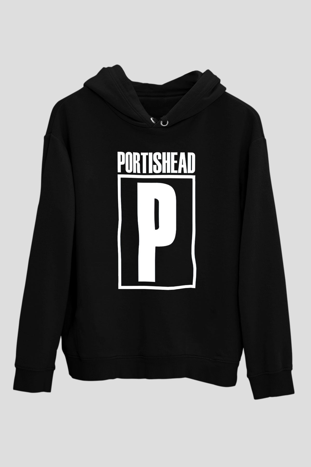 Portishead Baskılı Unisex Siyah Kapüşonlu Sweatshirt