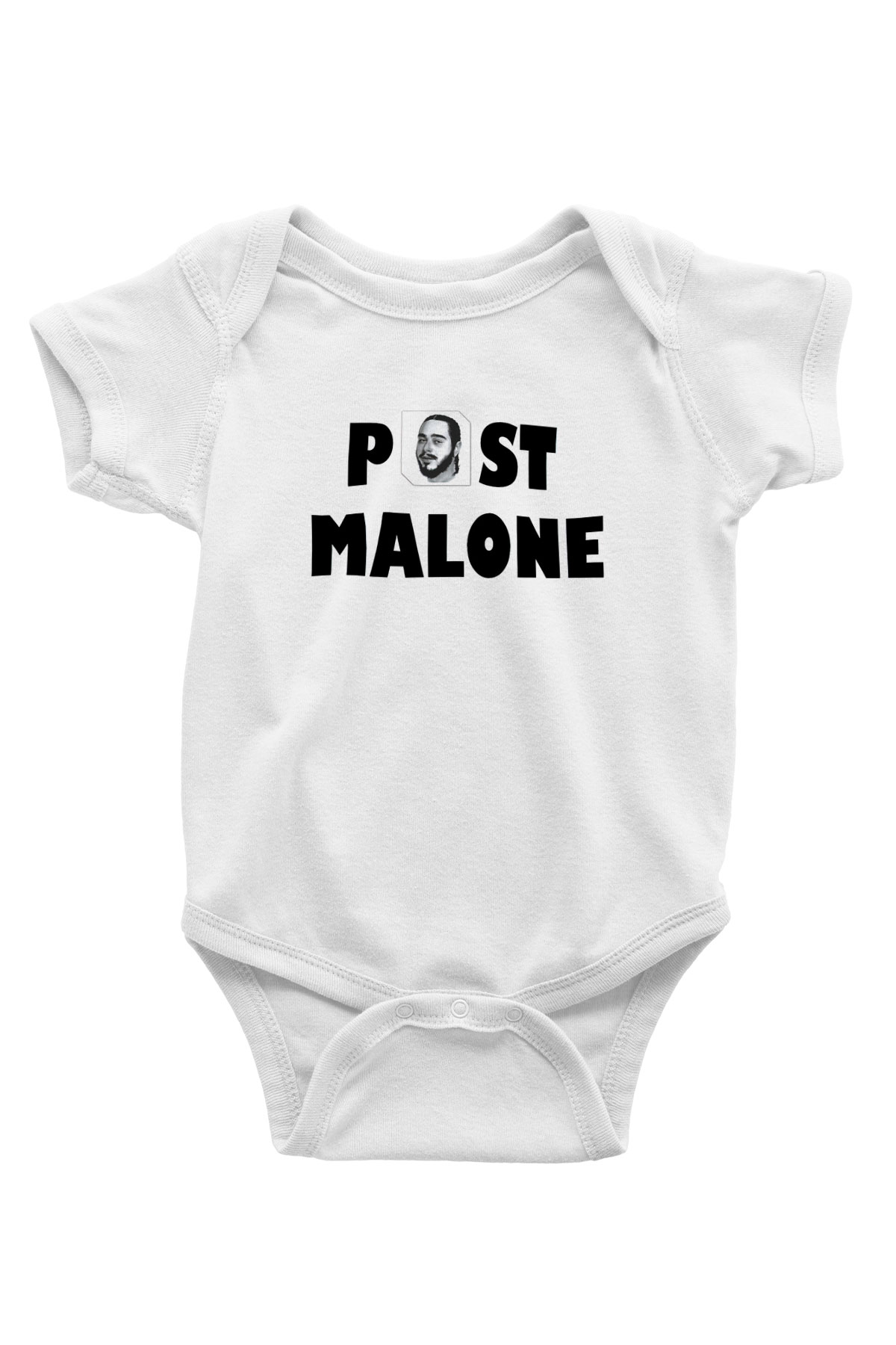Post Malone Baskılı Beyaz Unisex Bebek Body - Zıbın