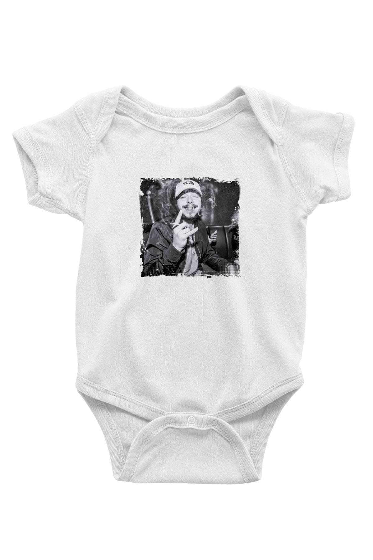 Post Malone Baskılı Unisex Beyaz Bebek Body - Zıbın