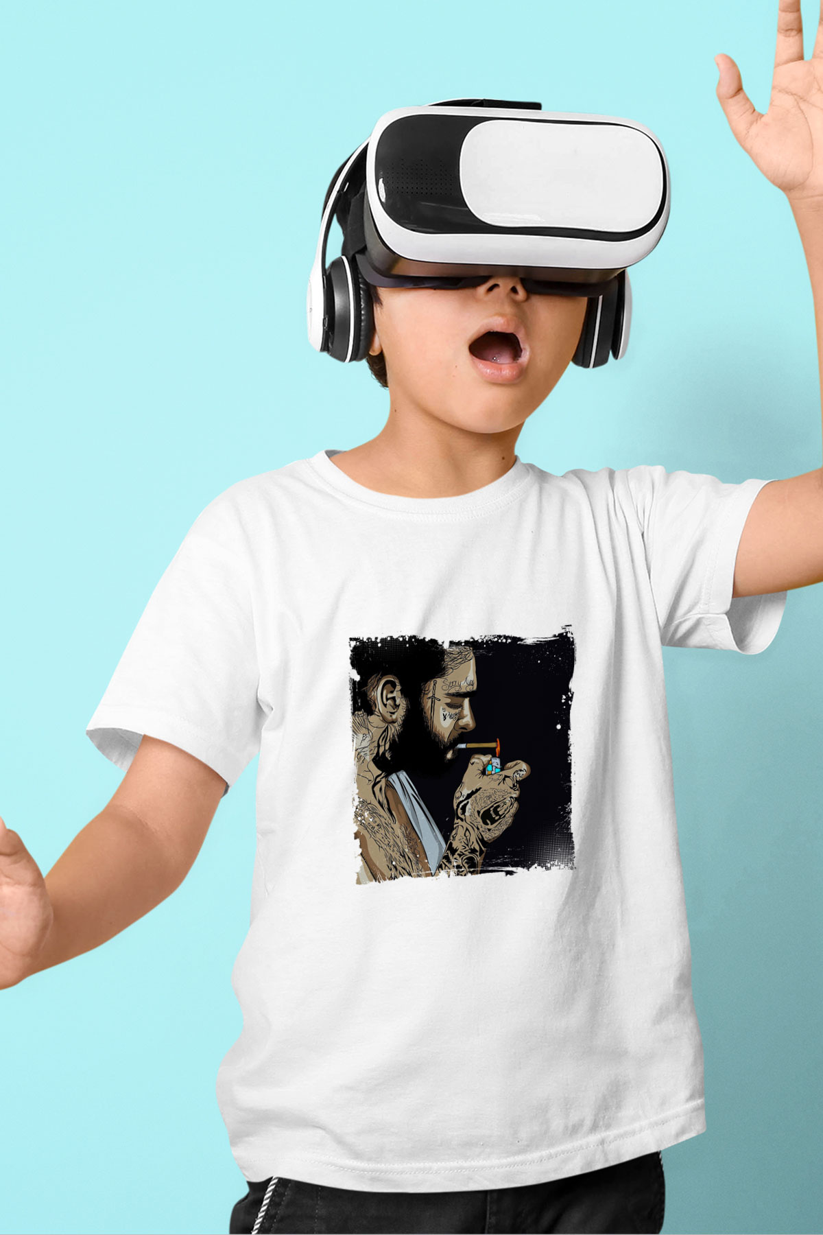 Post Malone Baskılı Unisex Beyaz Çocuk Tişört