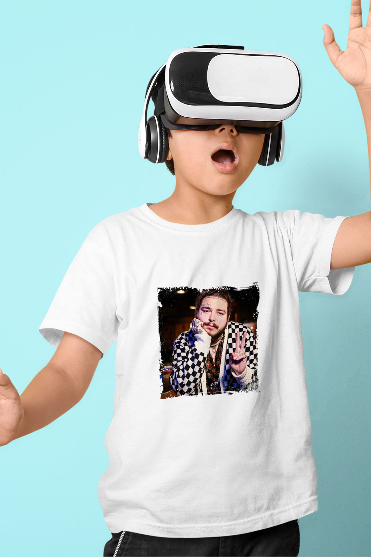 Post Malone Baskılı Unisex Beyaz Çocuk Tişört