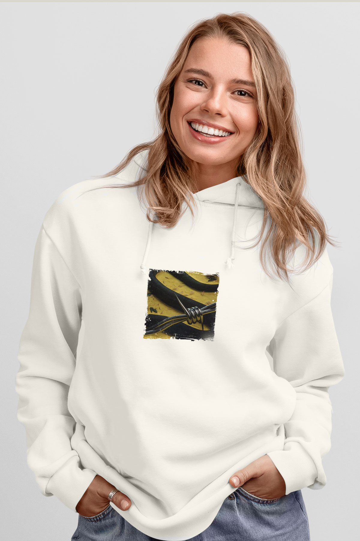 Post Malone Baskılı Unisex Beyaz Kapüşonlu Sweatshirt