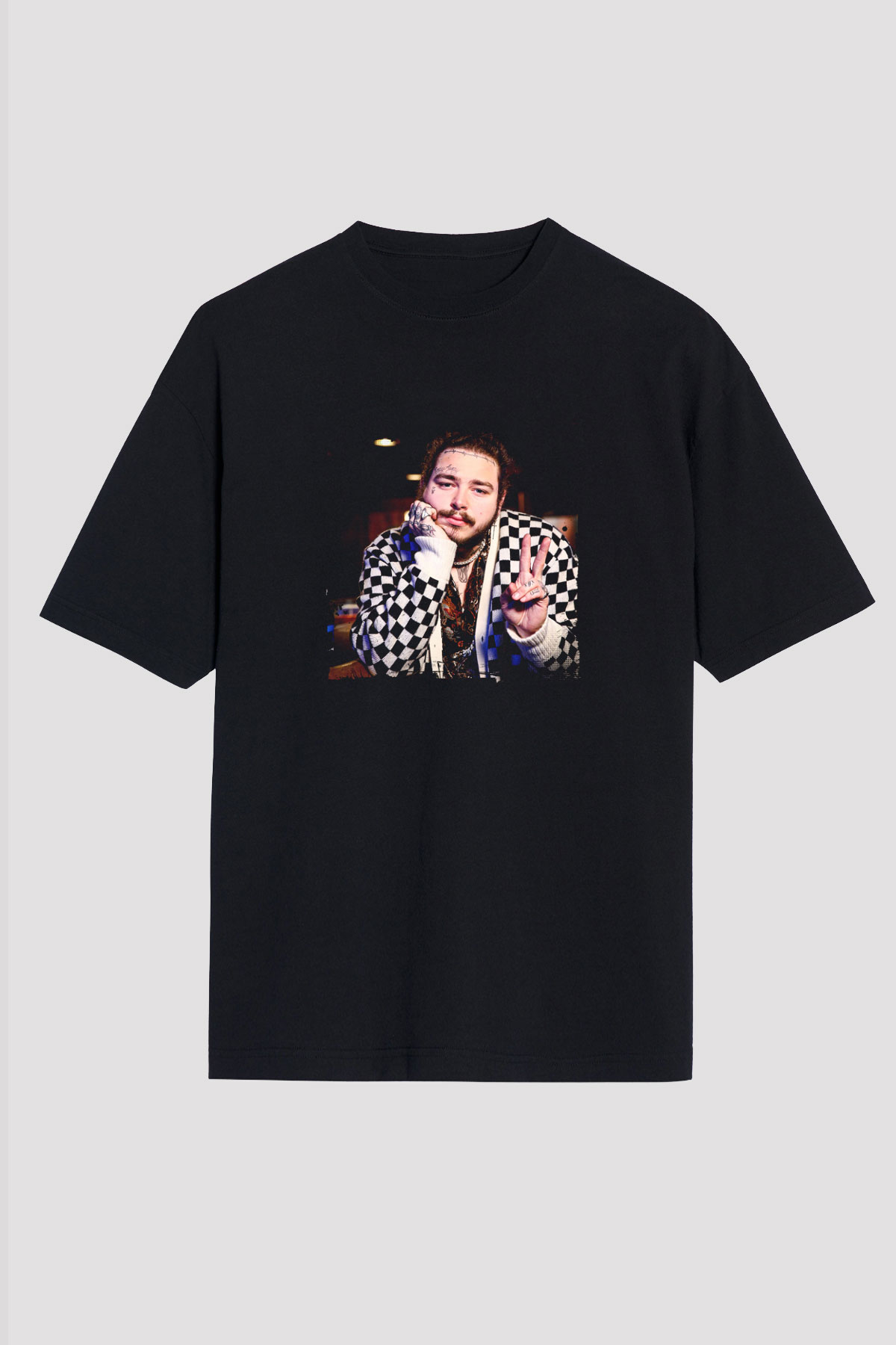 Post Malone Baskılı Unisex Oversize Siyah Tişört