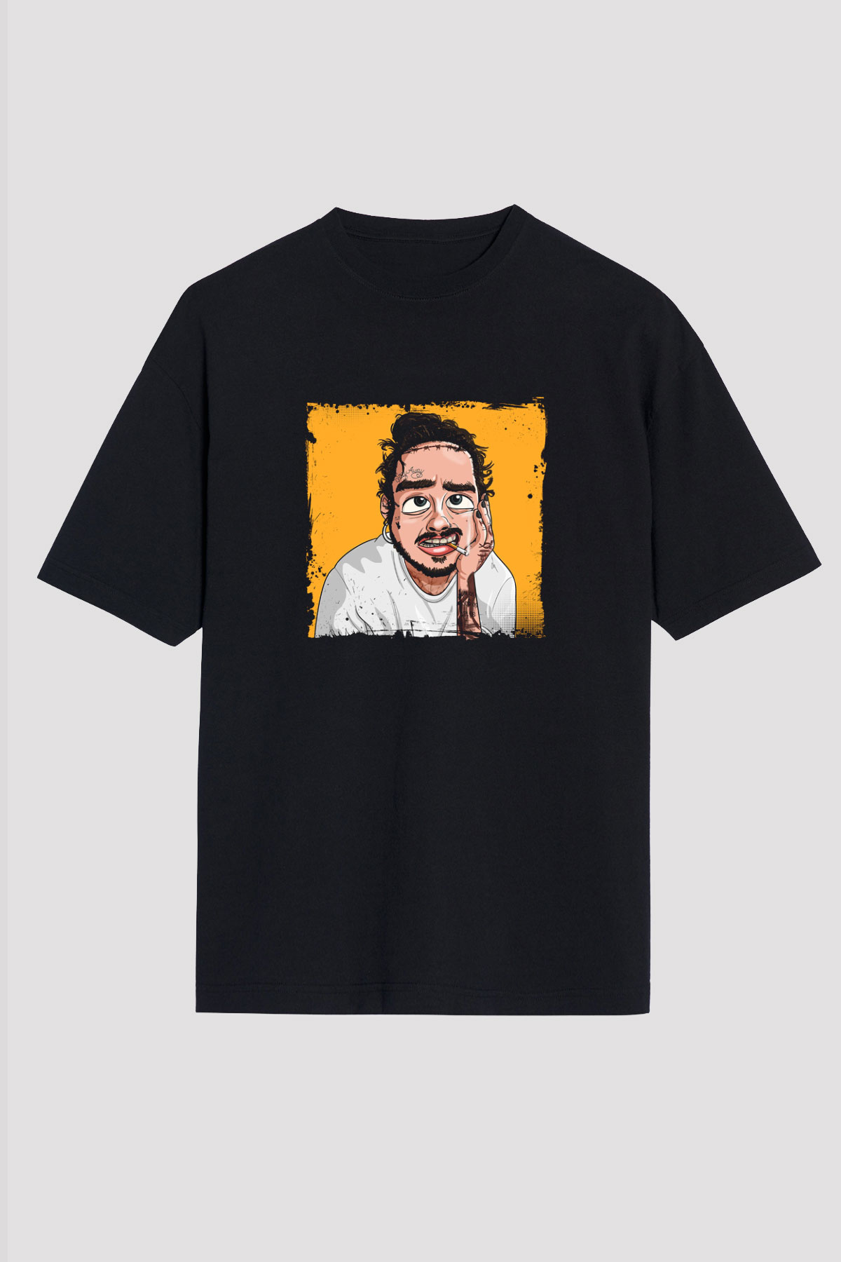 Post Malone Baskılı Unisex Oversize Siyah Tişört