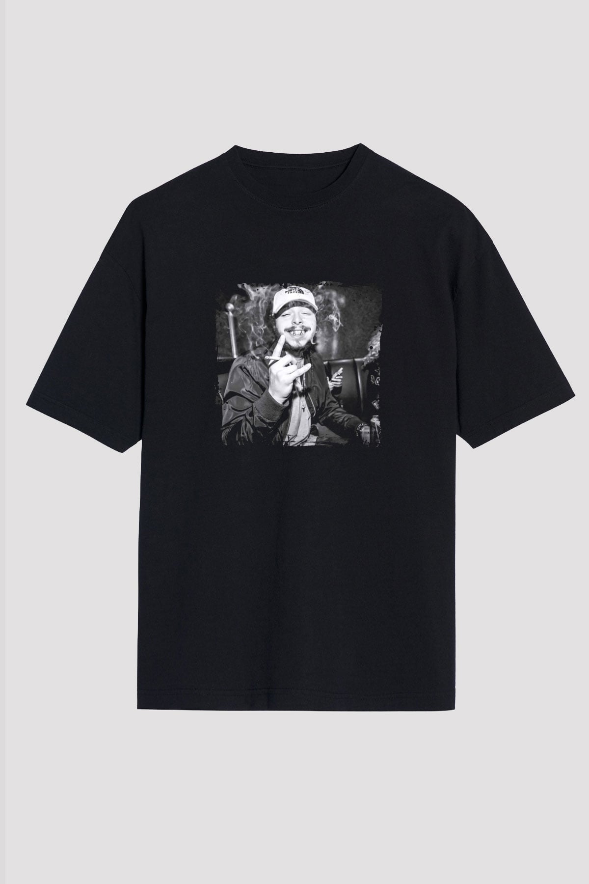 Post Malone Baskılı Unisex Oversize Siyah Tişört