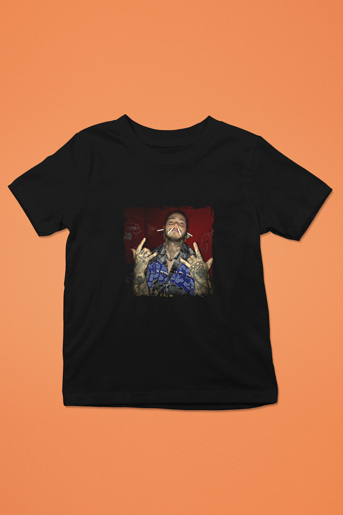 Post Malone Baskılı Unisex Siyah Çocuk Tişört