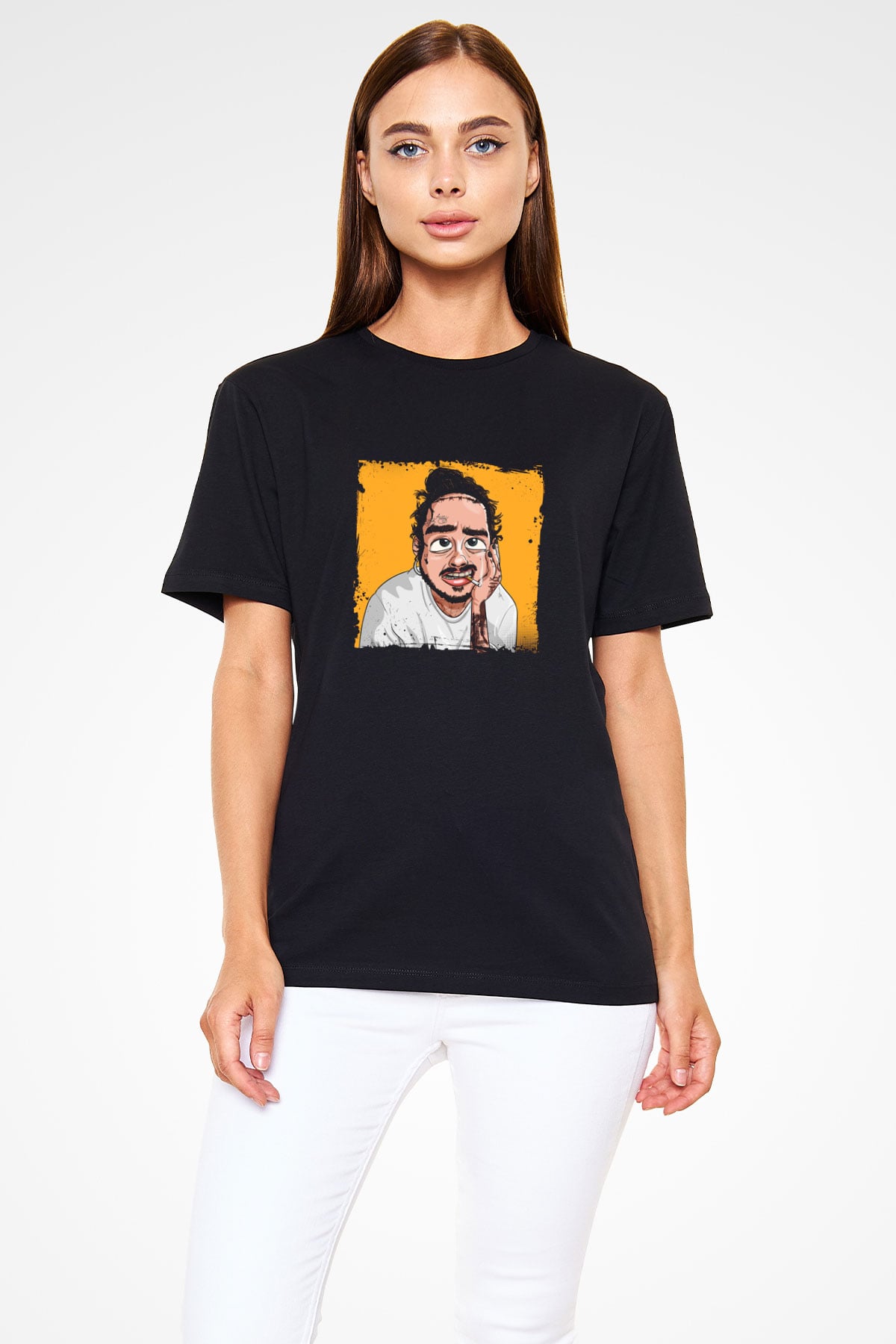 Post Malone Baskılı Unisex Siyah Tişört
