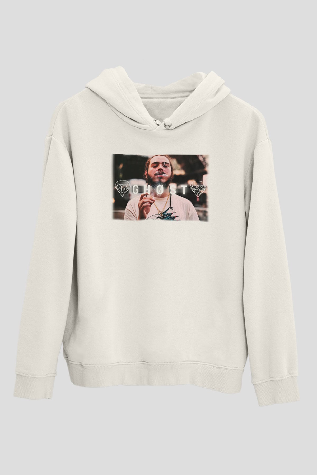 Post Malone Beyaz Unisex Kapşonlu Sweatshirt