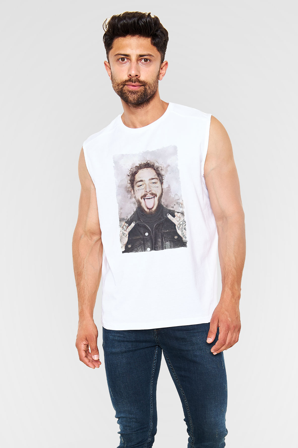 Post Malone Beyaz Unisex Kolsuz Tişört