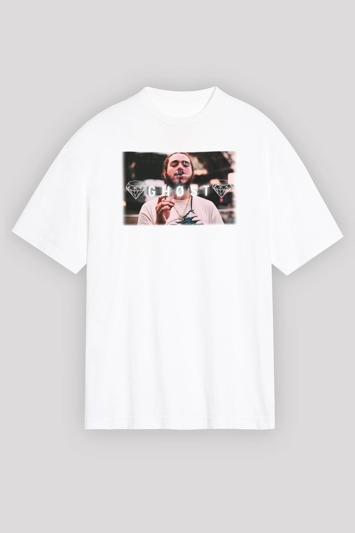Post Malone Beyaz Unisex Oversize Tişört T-Shirt
