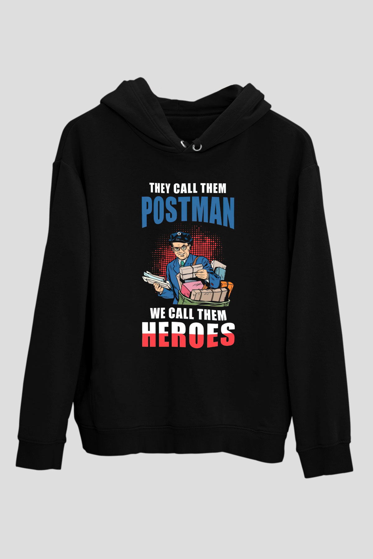 Postacı Siyah Unisex Kapüşonlu Sweatshirt