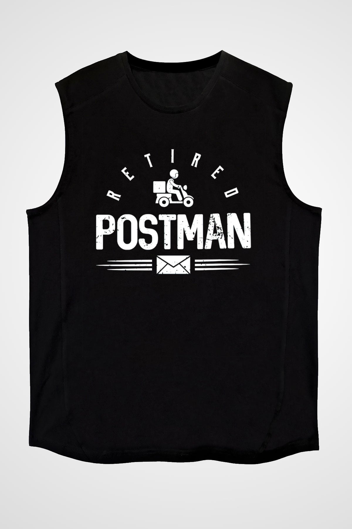 Postacı Siyah Unisex Kolsuz Tişört