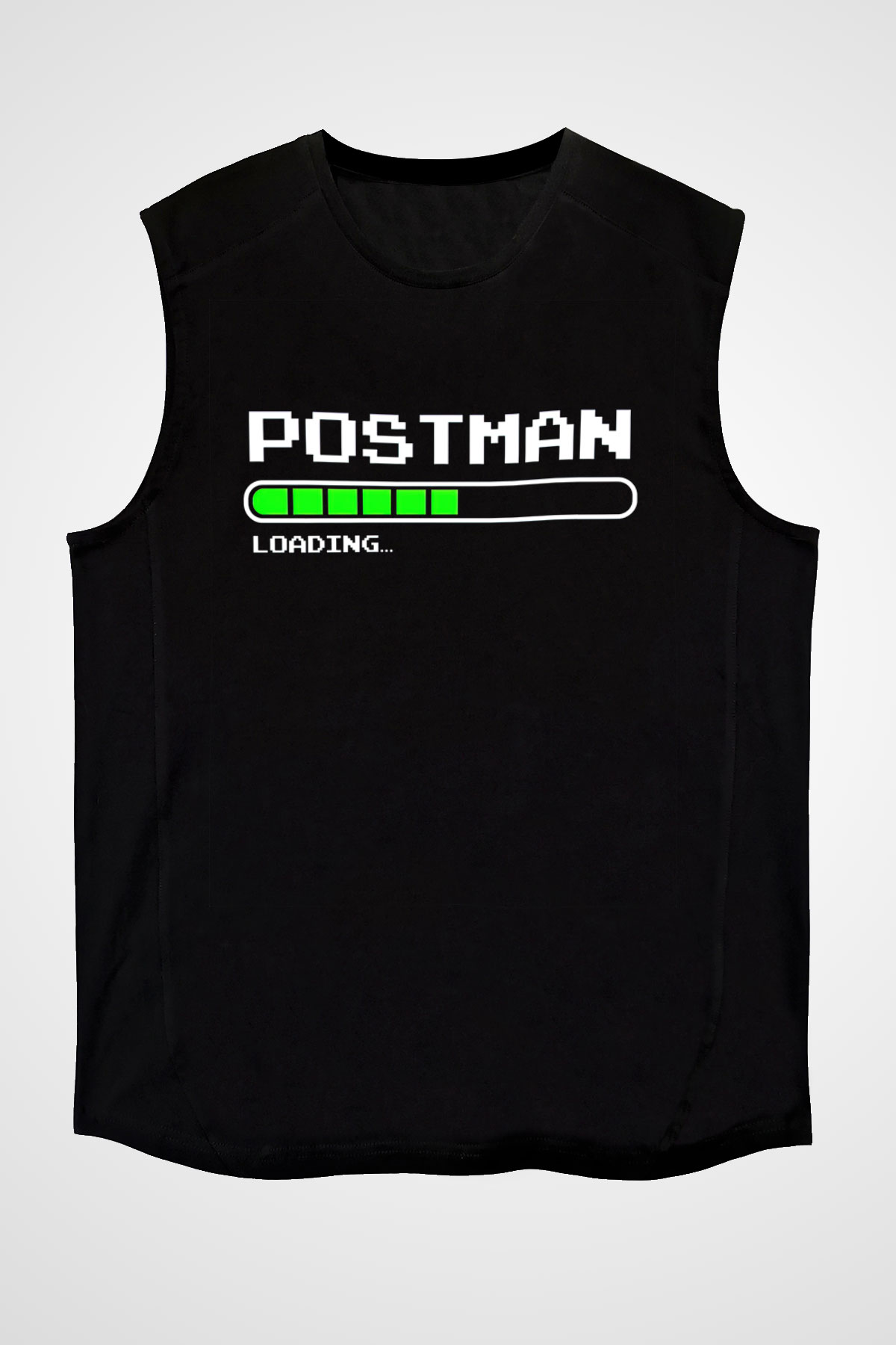 Postacı Siyah Unisex Kolsuz Tişört