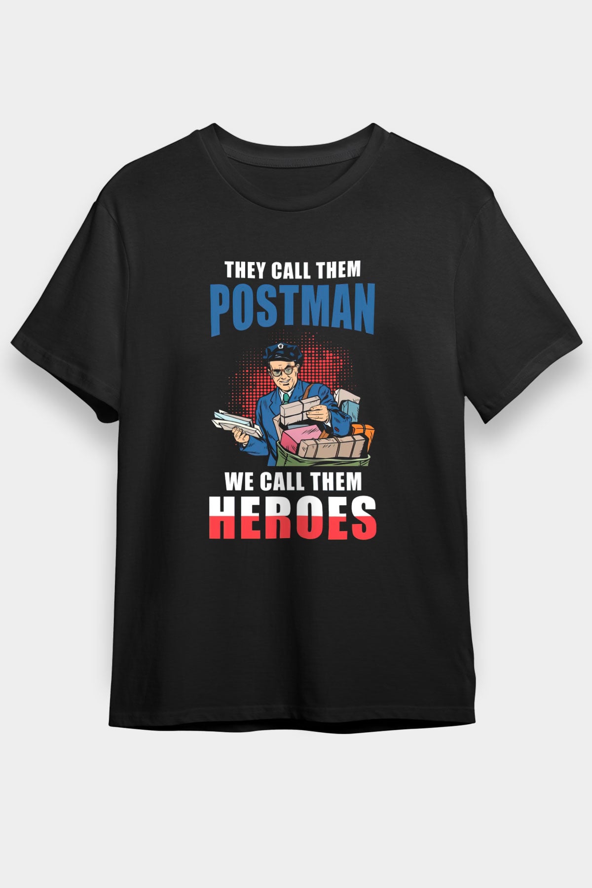 Postacı Siyah Unisex Tişört T-Shirt - TişörtFabrikası