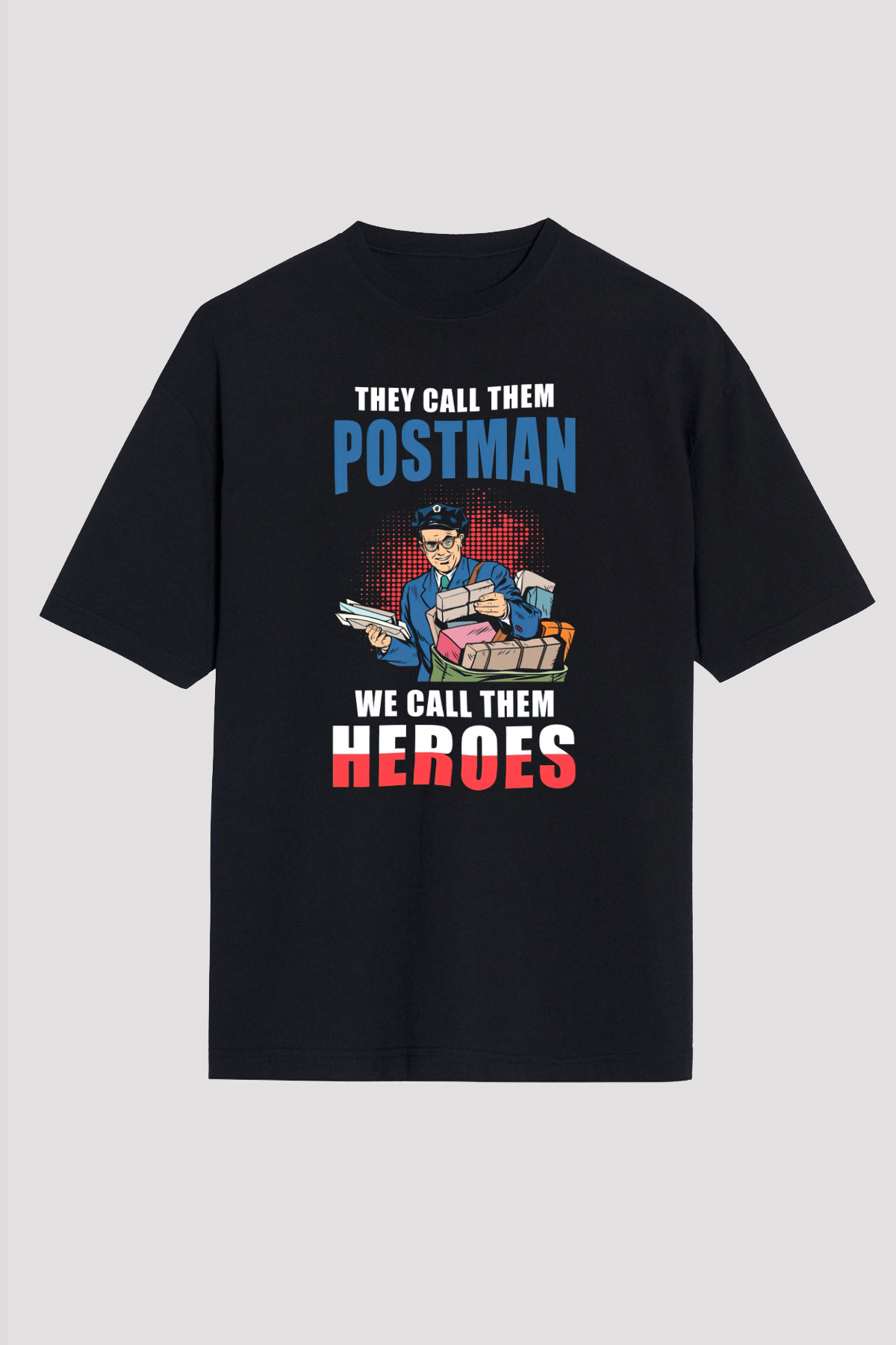 Postacı Siyah Oversize Tişört Oversize T-shirt - TişörtFabrikası