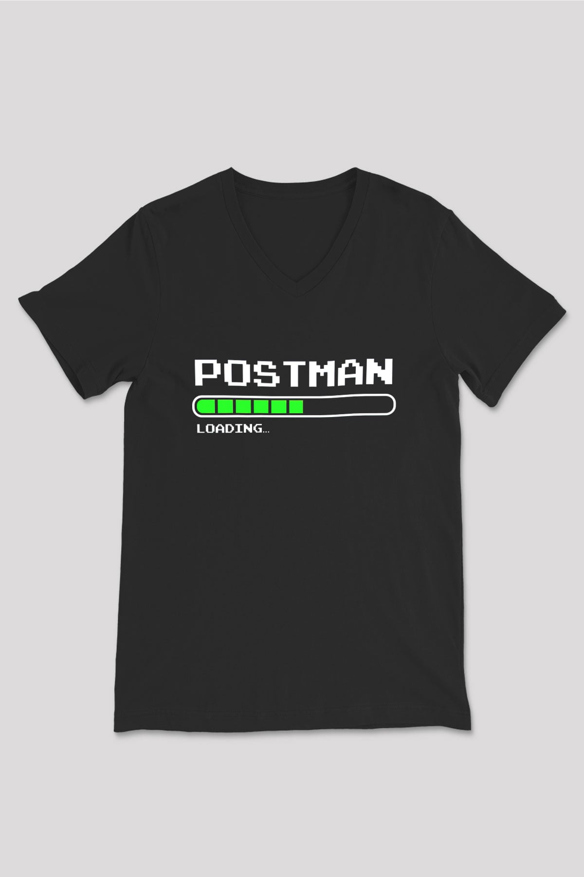 Postacı Siyah Unisex V Yaka Tişört