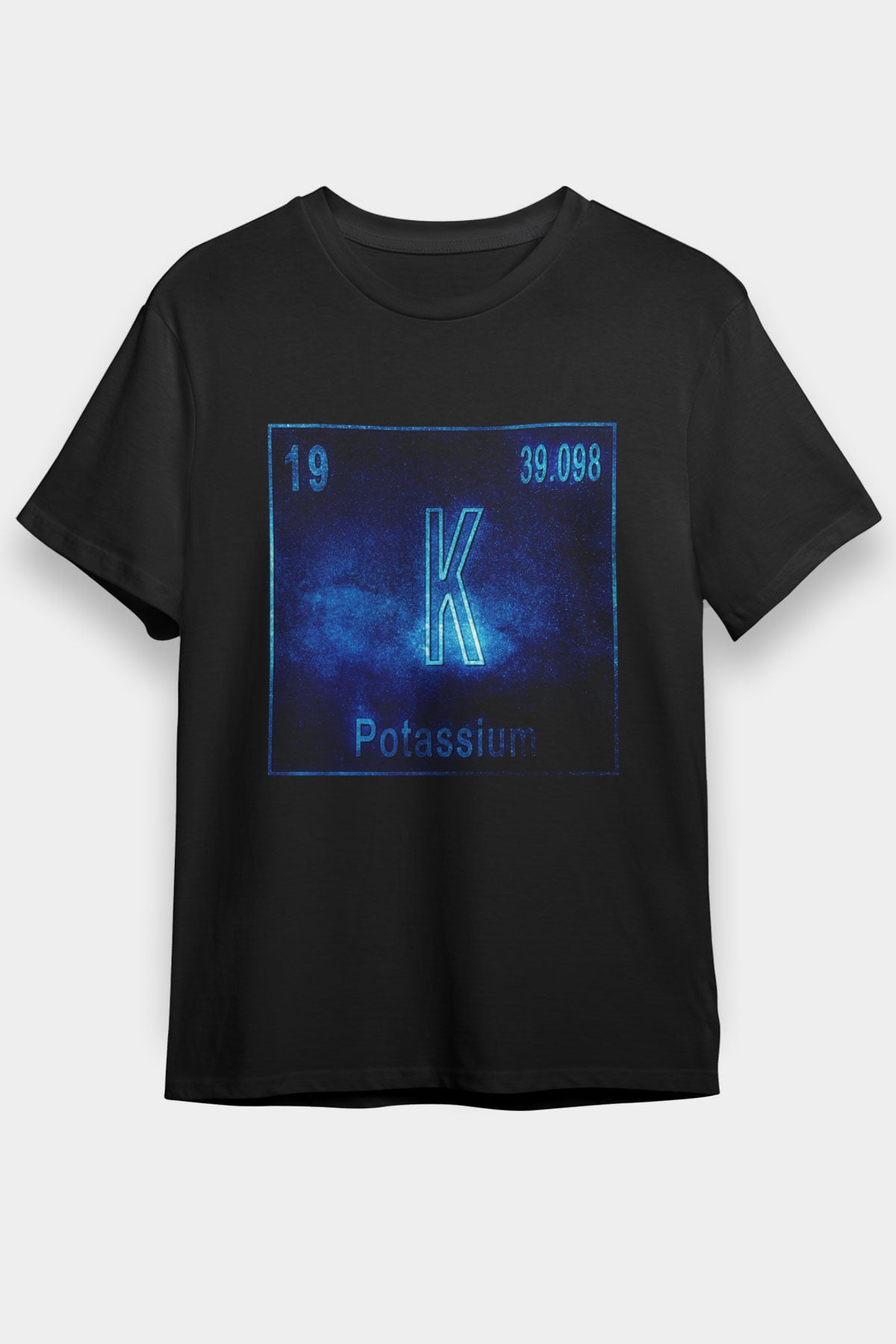 Potasyum Atom Numarası Baskılı Unisex Siyah Tişört