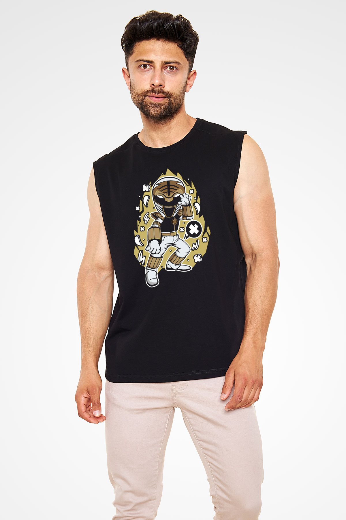 Power Ranger Baskılı Siyah Unisex Tshirt