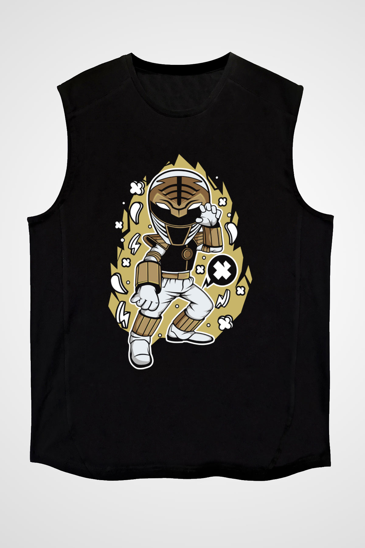 Power Ranger Baskılı Siyah Unisex Tshirt