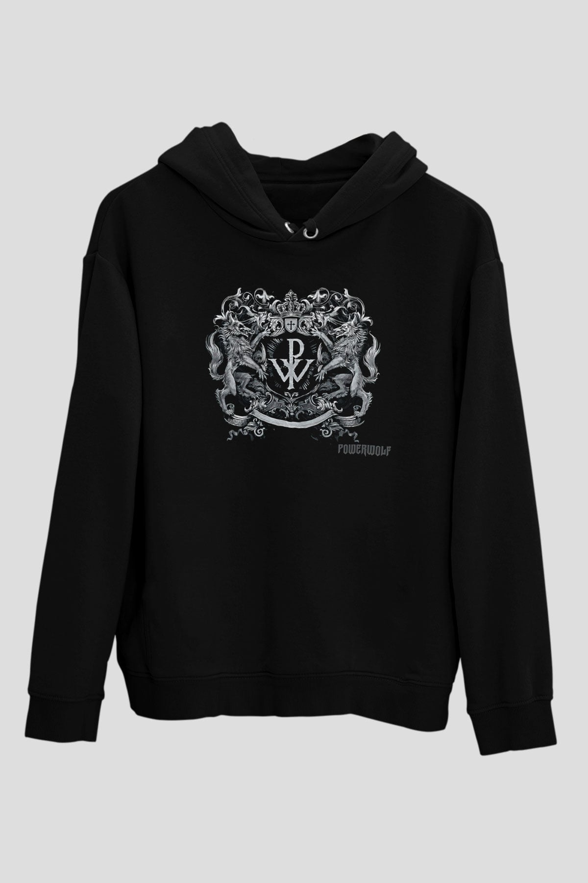 Powerwolf Baskılı Unisex Siyah Kapüşonlu Sweatshirt