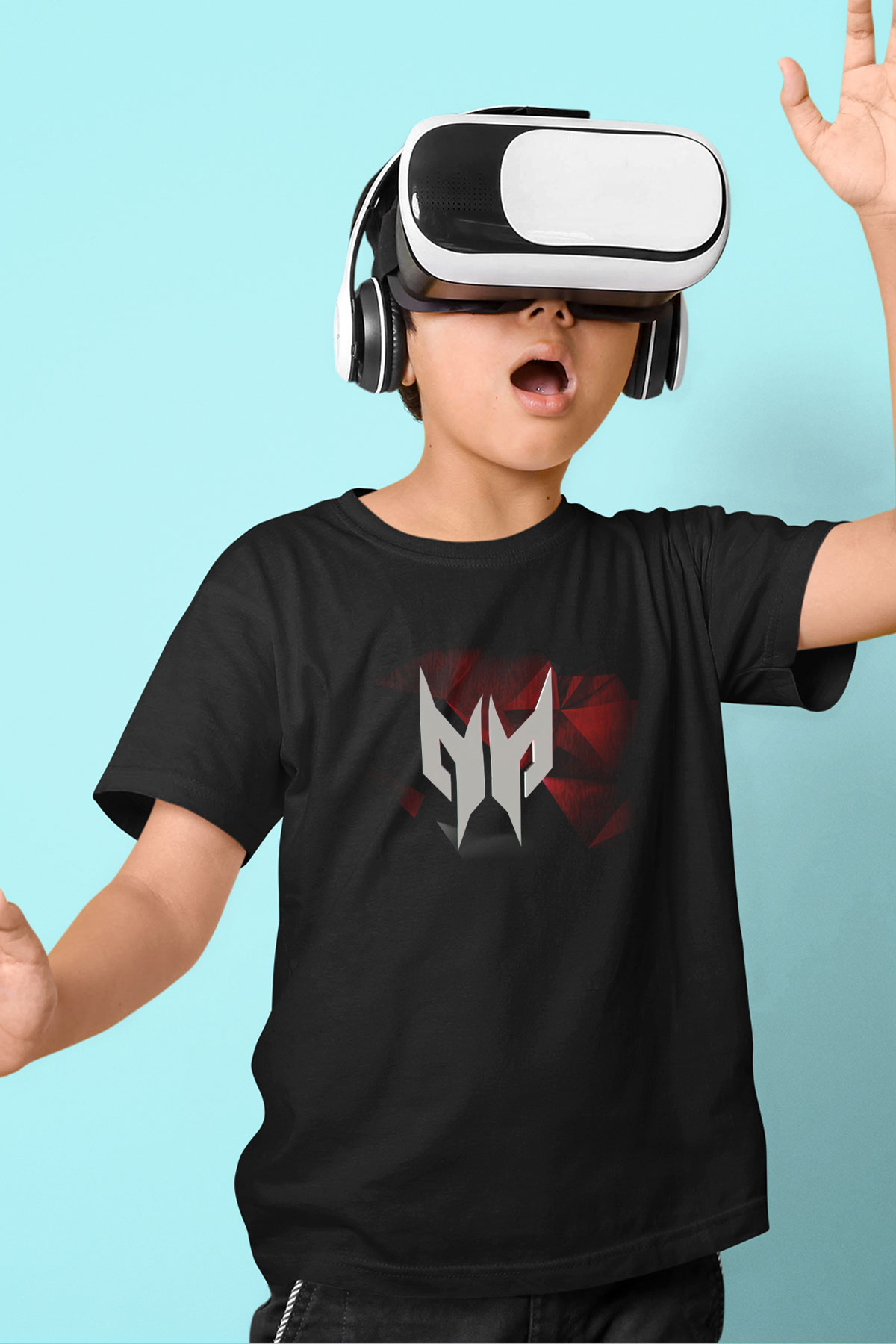 Predator Baskılı Siyah Unisex Çocuk Tişört