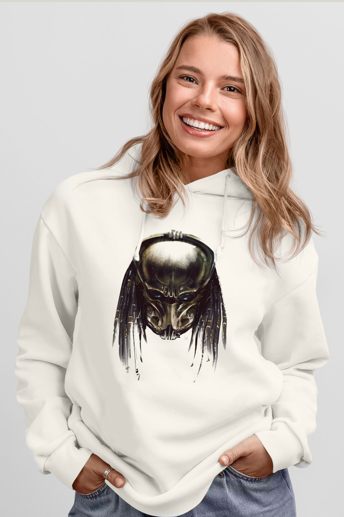 Predator Beyaz Unisex Hoodie