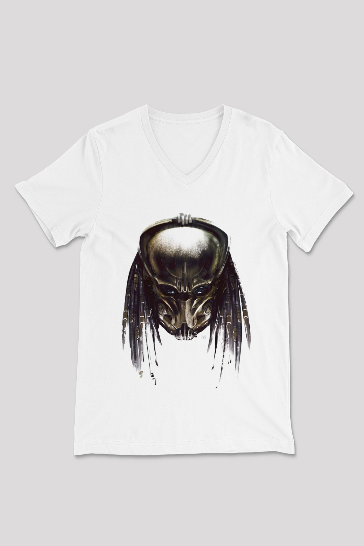 Predator Beyaz Unisex V Yaka Tişört T-Shirt